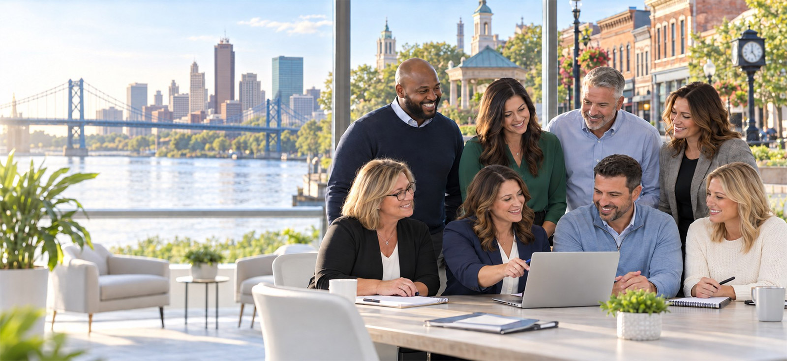 Smiling couple reviewing insurance options and exploring the best fit for their coverage needs with J. Fox Agency.
