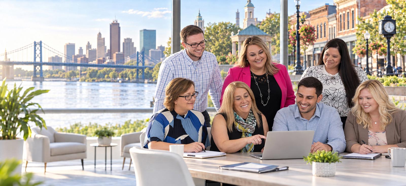 Smiling couple reviewing insurance options and exploring the best fit for their coverage needs with J. Fox Agency.